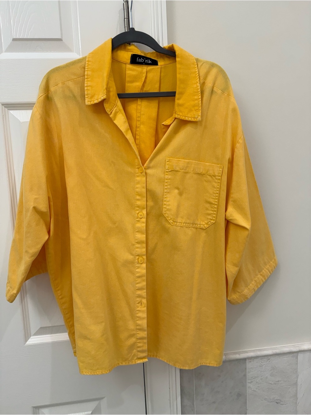 fab'rik Yellow Relaxed 3/4 Sleeve Button-Up Blouse
